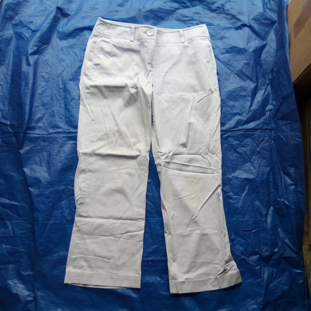 Ann Taylor White Straight-Leg Pants